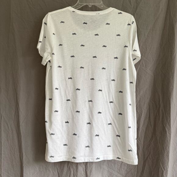 J.Crew Collector Tees Motorcycle Print T-Shirt White Indie Soft Grunge Sz Large - Picture 6 of 10